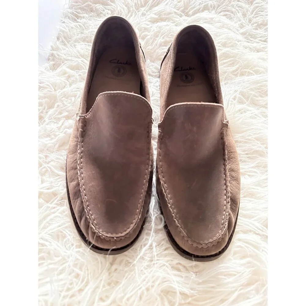 Clarks Shoes Mens 12 M Loafer Leather Men 61767 Slip on Casual Brown‎ Comfort
